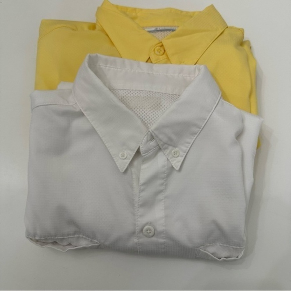 Men’s Columbia, fishing shirts, size large  purchase for both yellow and white.